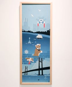 絵てぬぐい 横浜の豆柴水兵さん